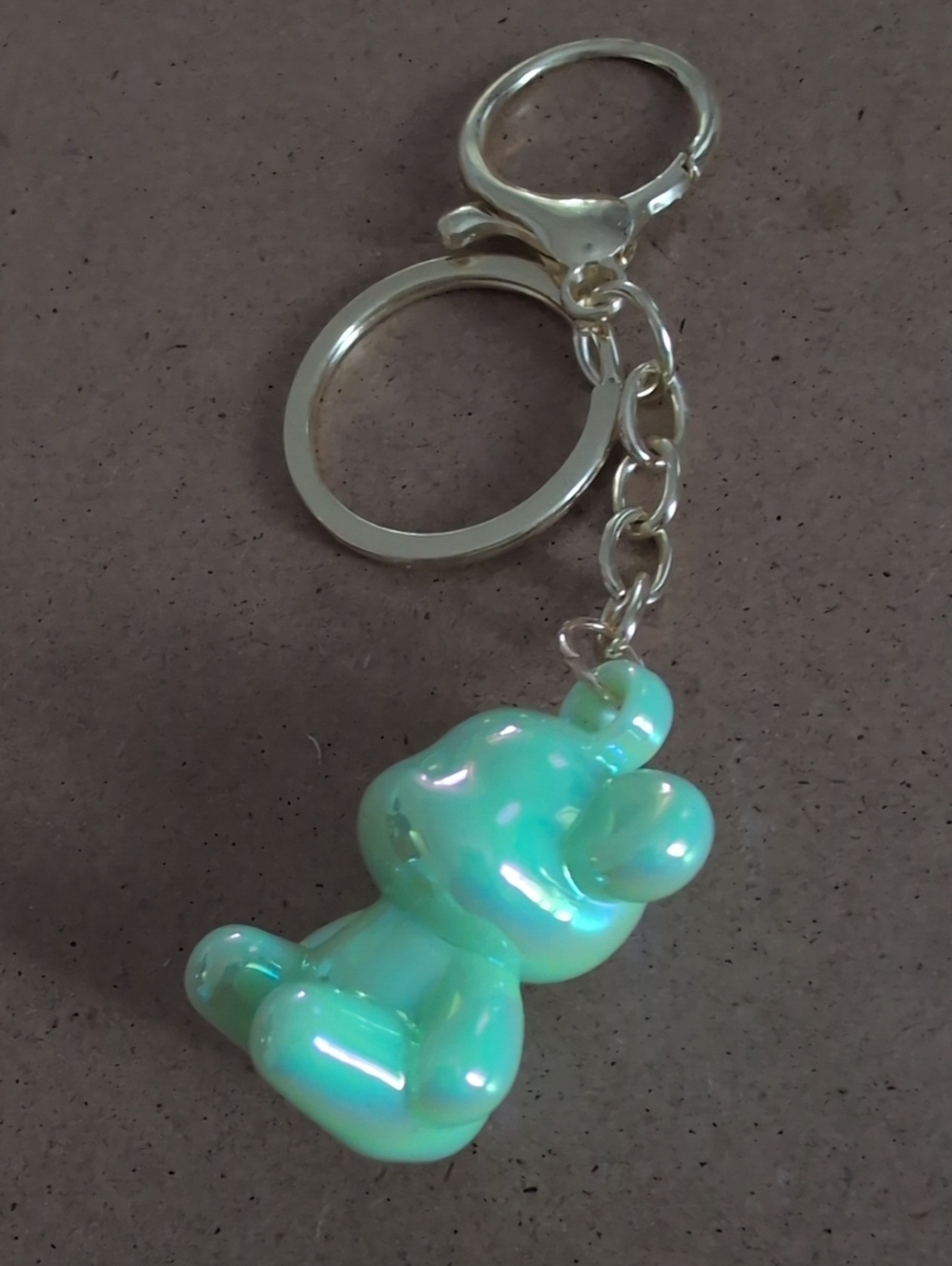 Iridescent Green Teddy Bear Keychain